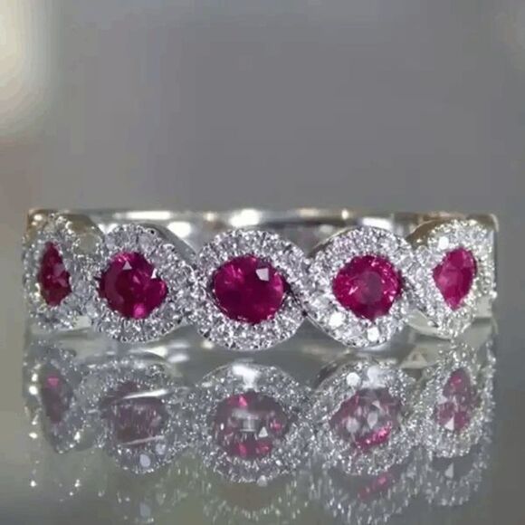 INFINITY RUBY DIAMOND RING - SIZE 7 - Picture 1 of 8